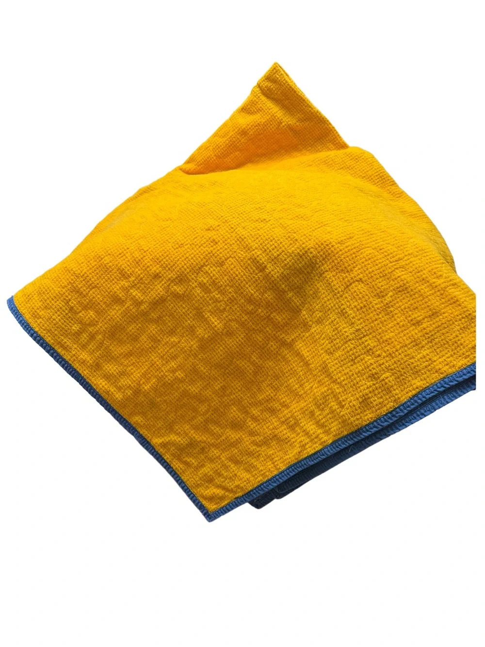 Handmade Yellow and Blue Patchwork Lap Quilt - Vibrant Home Bedding